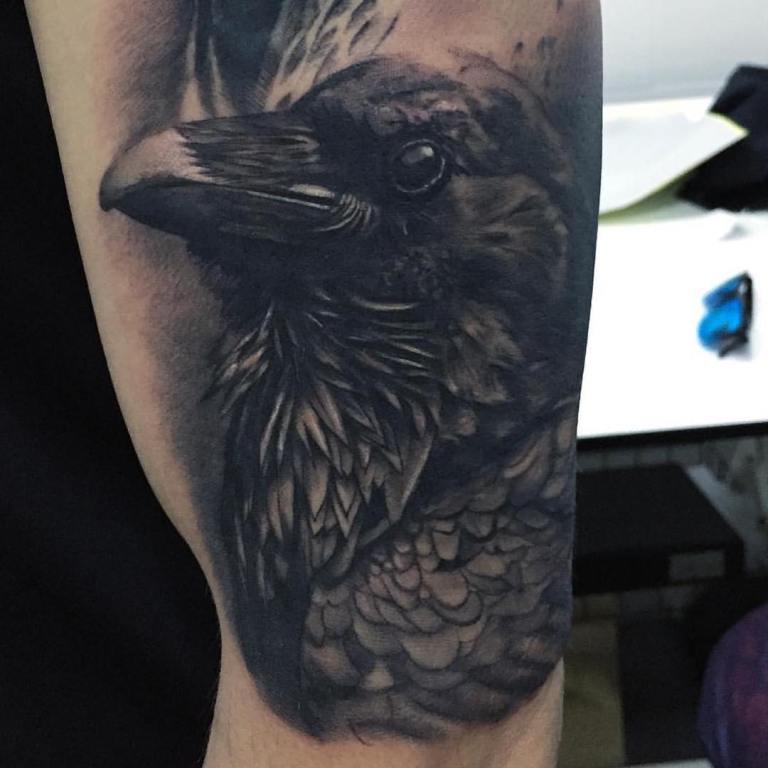 Татуировка голова ворона